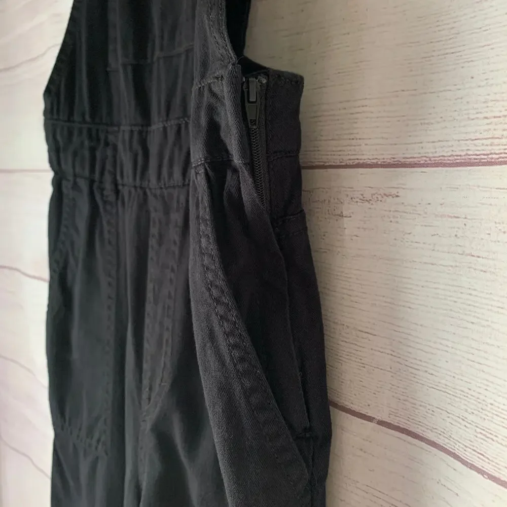 H&M Divided Black Bib Overall Jumpsuit Joggers Cargo Utility Size 0